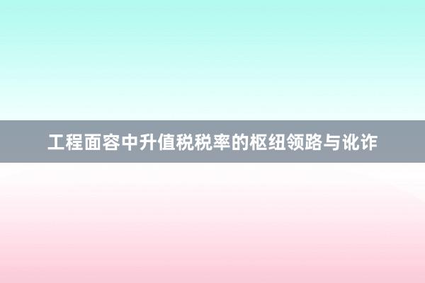 工程面容中升值税税率的枢纽领路与讹诈